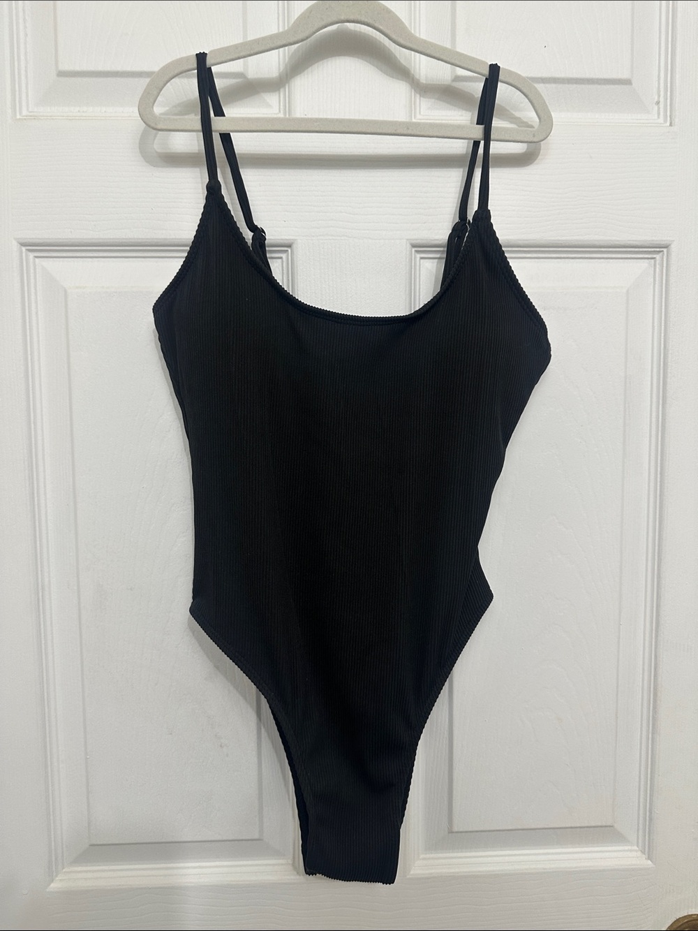 Women’s Black Ribbed One-Piece Swimsuit